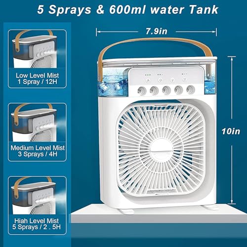 Image of Royal Rose Portable-Conditioner-Small-Ac-Quaite-Personal-Air-cooler-Usb-Power-Mini-Desktop-Cooling-Misting-fan-1 /2 /3-Timer-With-speed-360-Adjustable-For-Office-Room-Desk-