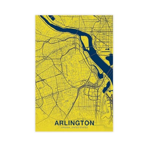Arlington VA Map Poster 24x36in City Wall Art