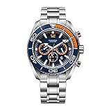 omega aqua terra chronograph forum Mechanische Uhr (verschraubte Krone), blauer Rand, Saphir-Spiegel, schwarzes doppeltes strukturiertes Gummi-Netzarmband.