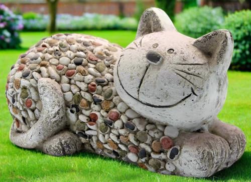 Purrfect - Regalos para gatos – Mosaico de piedra de poliéster para el jardín – Encantadora decoración ornamental para amantes de los gatos resistente a la intemperie – Estilo mosaico para interiores