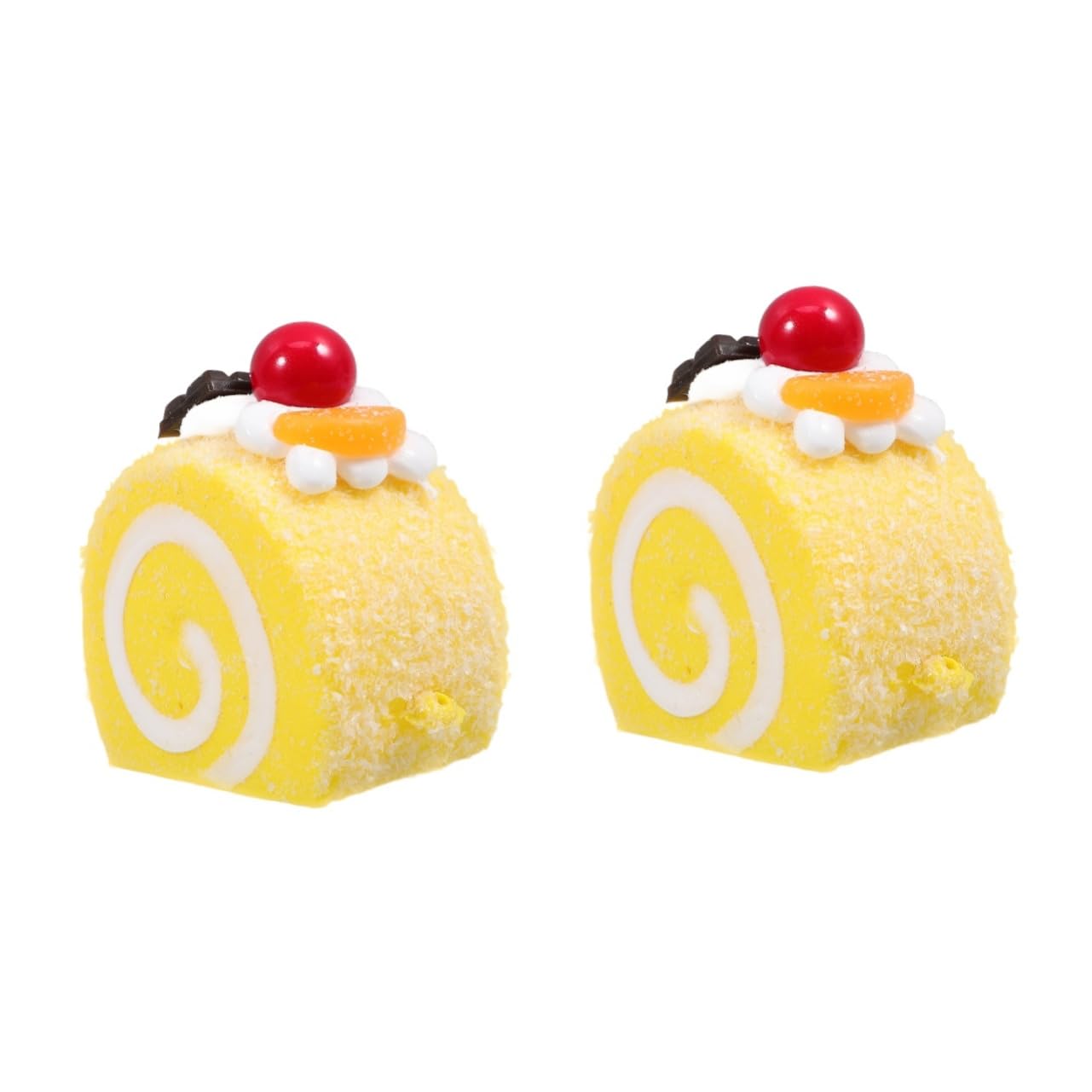 Garneck 2pcs Yellow Cake capacillos para Cupcake Lifelike Fake Cake Fake Food Cake Artificial Cake PU Simulation Cake Swiss Roll Lip Gloss