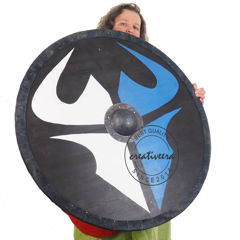 CREATIVEERA Bouclier Viking 61 cm Motif de surface Bouclier nordique Décoration murale Larp and Reconactment SCA