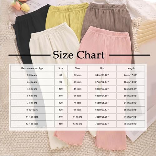 Girls Leggings Cute Ruffle Trim Flare Pants Kids School Uniform Elastic Waist Pants Casual Summer Clothes 2-13 Years3