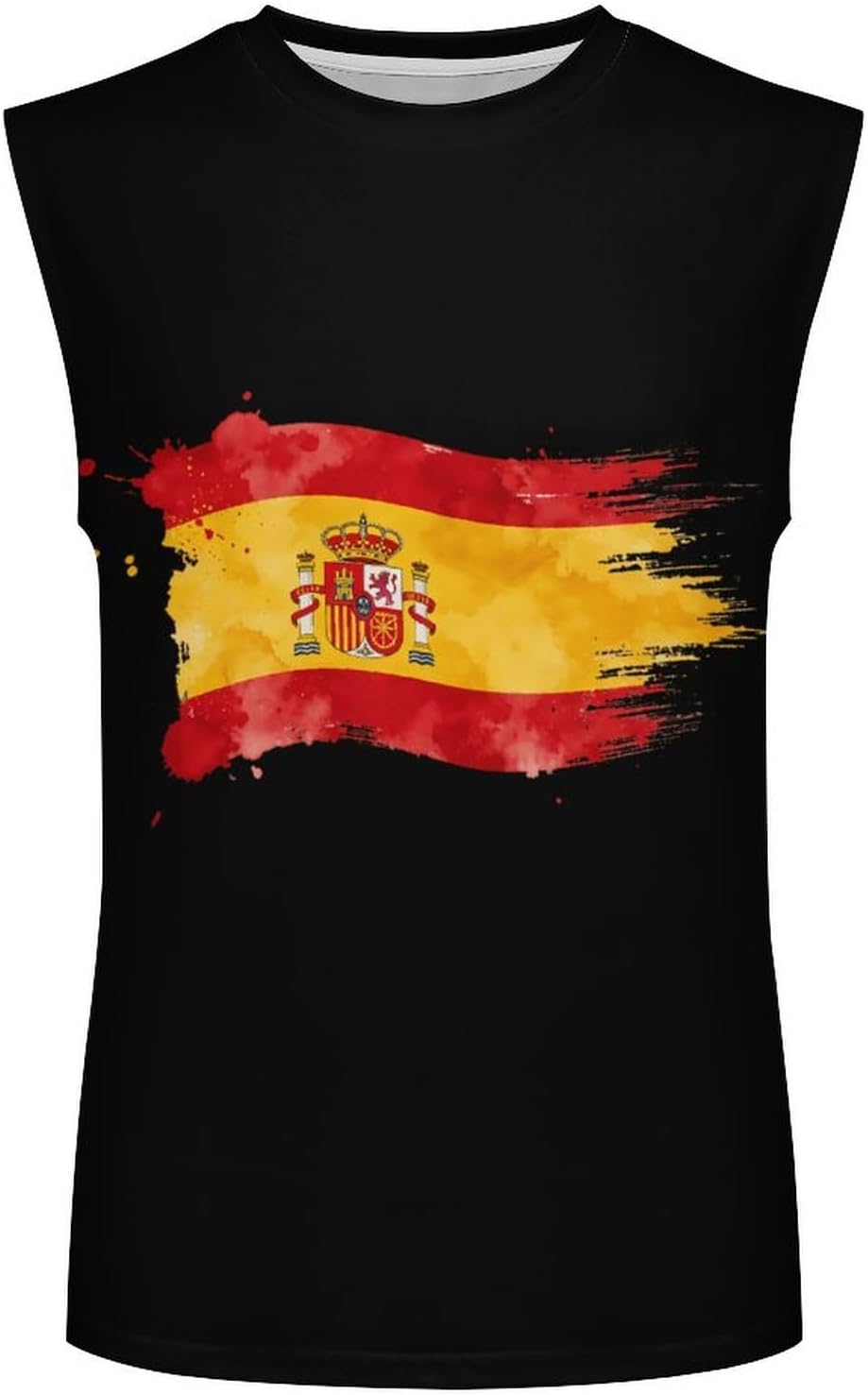 Spanish Flag Men Summer Sleeveless Crew Neck Top 5XL