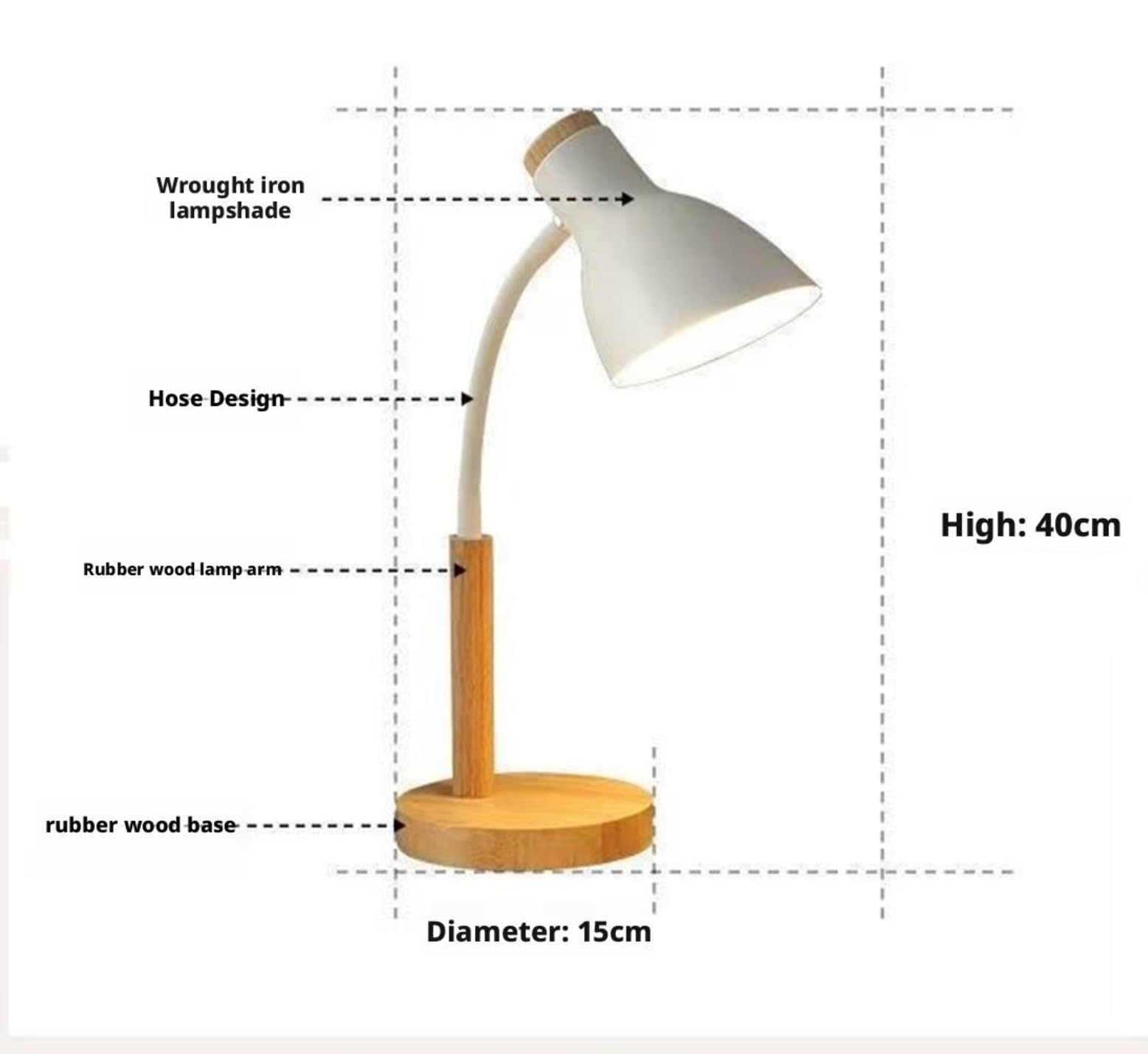 Lampy Biurkowe Pielęgnacji Lampa Stołowa Z Regulowanym Kierunkiem, Wtykowa, Podstawą Drewnianą, Przełącznikiem Przyciskowym Nauki(Grün)