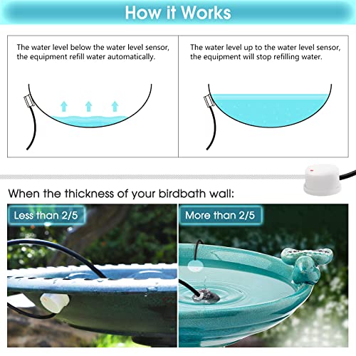 Automatic Water Refill Kit For Bird Bath Outdoor Garden Bird Feeder Bowl, Birdbaths Auto Water Replenishment Device Fit For Glass, Plastic, Ceramic Birdbaths Easy To Install #TOP3