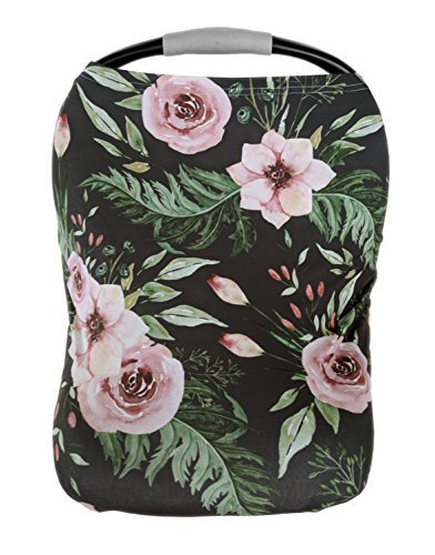Image of Pobi Baby Car Seat Covers and Nursing Cover - Soft and Stretchy Floral Pattern (Charm)