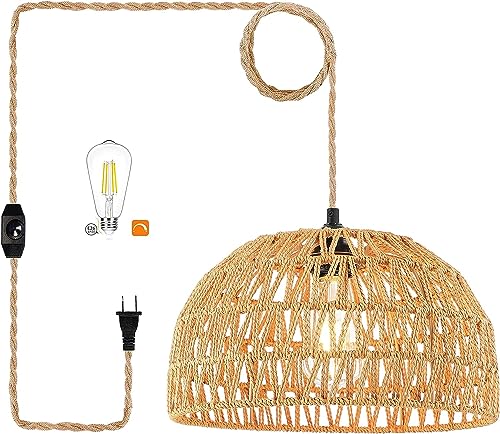 Abat-jour en macramé haut de gamme et suspension lumineuse artisanale à intensité variable