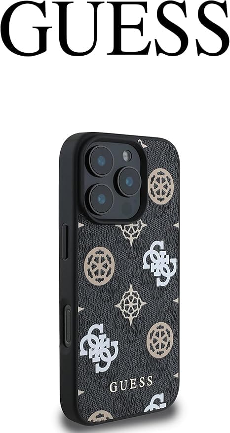 Coque iPhone 16 Pro Max cuir noir Guess pour protéger votre mobile