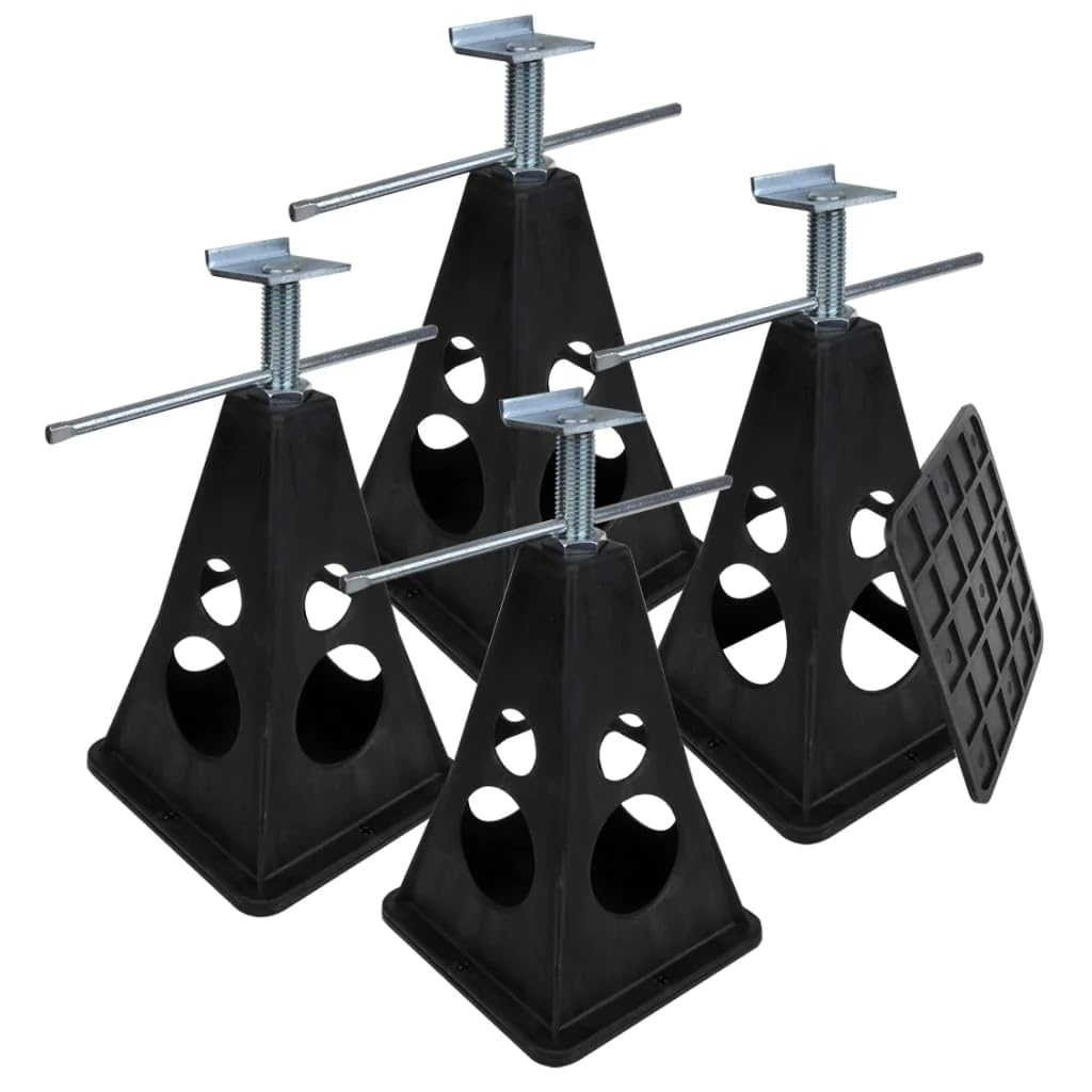ProPlus Set of 4 Stützböcke 300–420 mm – Für Wohnwagen und Anhänger – Höhenverstellbare Stützen, max. – Schwarz