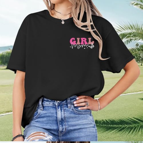 Image of Mama Shirts for Women in My Girl Mom Era Shirt Funny Letter Printed Graphic Tees Casual Tops