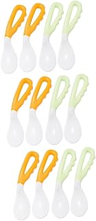 Totority 12 Peças Colher De Duas Cores Com Cabo Torto Colher Infantil Colheres De Bebê Colheres De Criança Colheres De Criança Essenciais Colheres De Treinamento De Bebê Utensílios De Bebê