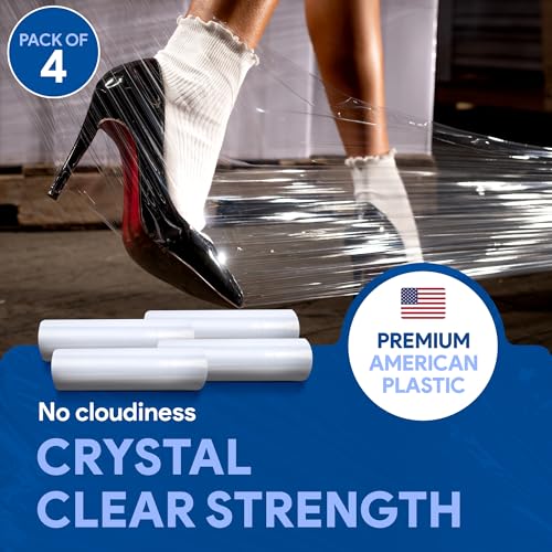 Image of International Plastics Co. 4 Pack of 18 inch Plastic Stretch Film Wrap 1200 feet Each 500% Stretch Ability