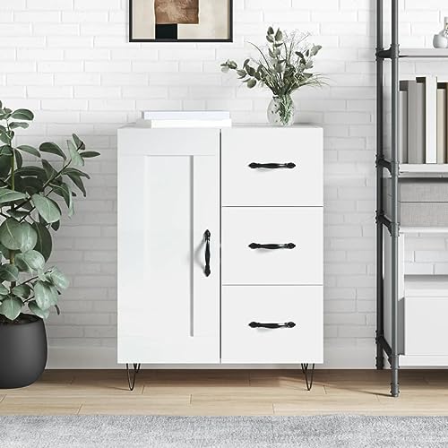 Lalfkkii Aparador para recibidor, decoración de interiores, moderno, armario portaobjetos para salón, dormitorio o cocina, diseño sencillo y práctico, blanco brillante, 69,5 x 34 x 90 cm