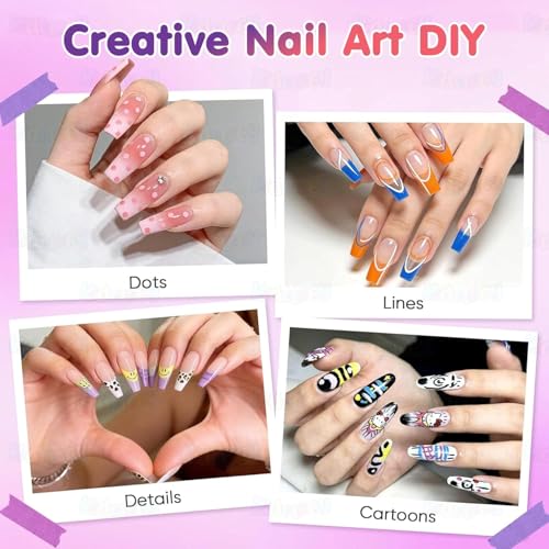 Image of Kidology 12 Colors DIY Nail Art Pens Set | 0.5mm Ultra Fine Nail Art Marker Pens | Quick Dry Waterproof Nail Polish Pens for DIY Nail Painting | Nail Art Kit for Women & Kids