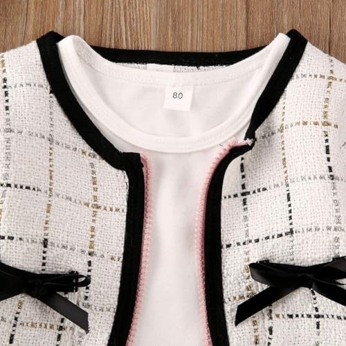 Toddler Kids Baby Girls Plaid Skirt Set Cardigan Jacket Coat + Tutu Dress Set Long Sleeve Outfits Fall Outfit Set 5