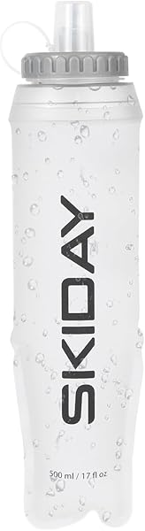 SKIDAY Soft Flask 500 ml - TPU Collapsible Soft Water Bottle - BPA-FREE Folding Water Bottle for Running Hiking & Cycling White