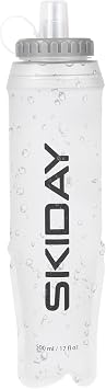 SKIDAY Soft Flask 500 ml - TPU Collapsible Soft Water Bottle - BPA-FREE Folding Water Bottle for Running Hiking & Cycling White