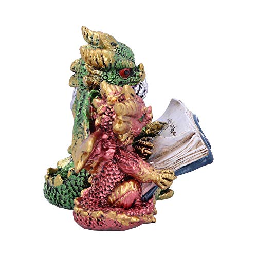 Nemesis Now U5026R0 Tales of Fire Reading Book Dragon Figurine, Polyresin, Multi-Coloured, One Size, Retro-tri Color