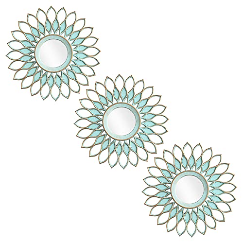 Small Round Decorative Mirrors Pack of 3 for Room & Home | Green Circle Mirrors Modern Wall Decor Gifts for Women & Moms