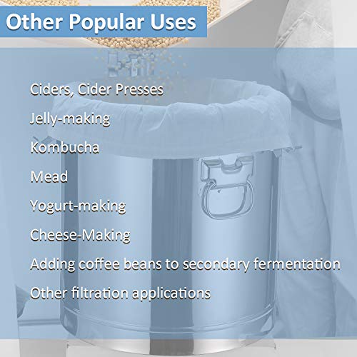 Hinotori Brew bags(26\" x 22\") 2 Pack Reusable Cotton Brew Bags for Home brewing, Drawstring Straining Bag Fine Cheesecloth Bag for Fruit/Cider/Wine/Beer - Thumbnail 2