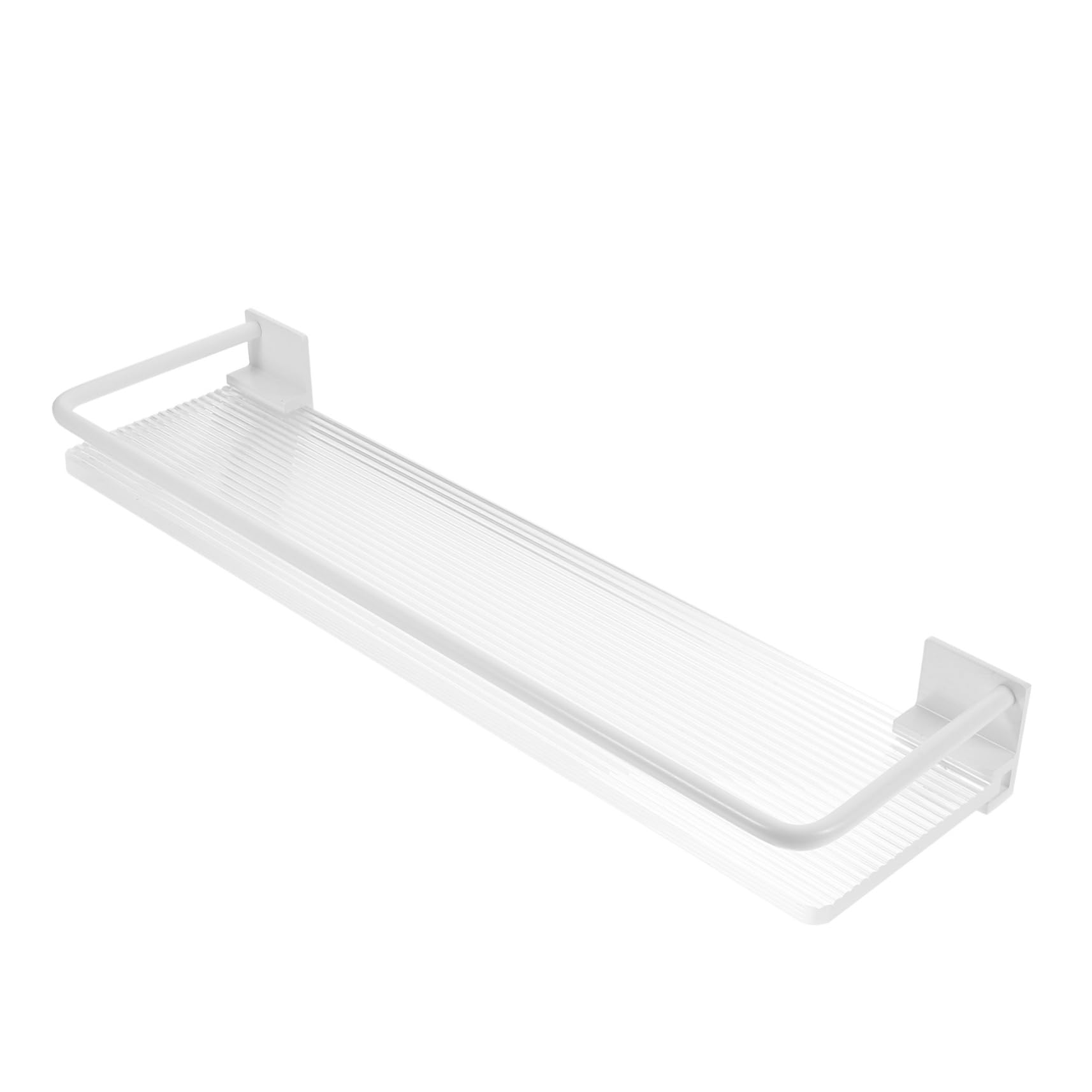 Mensola Bagno Sospesa Bianco in Alluminio e Acrilico 1 Pz | Montaggio a Parete, Fondo Liscio e Piatto, Design Semplice Aspetto Pulito, per Flaconi Shampoo Ordinati