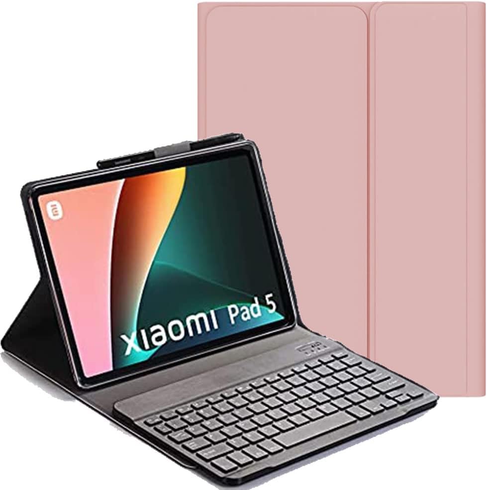 YHFZR Funda Teclado Español Ñ para Xiaomi Mi Pad 5/5 Pro, Español Ultra Slim Teclado Keyboard Case con Magnético Desmontable Inalámbrico Bluetooth para Xiaomi Mi Pad 5/5 Pro, Rosado