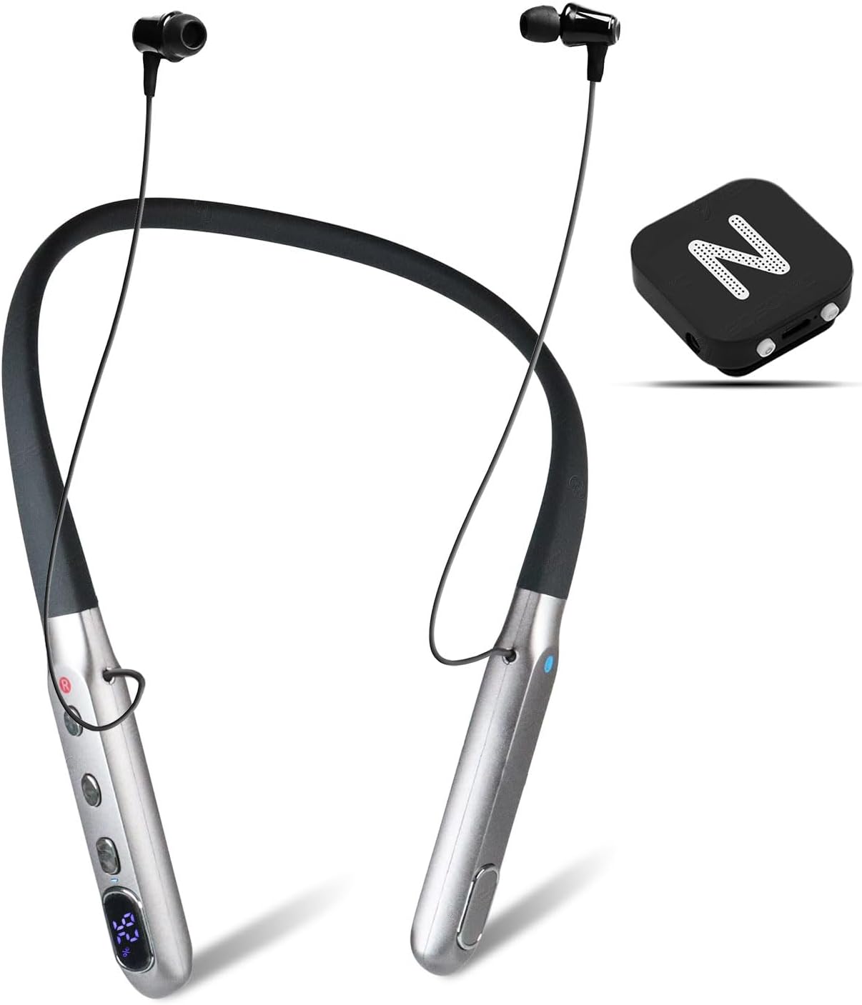 Neosonic Rechargeable Hearing Amplifier to Aid TV Watching and Conversation, Wireless Neckband Headphones for Seniors & Adults, External Microphone Noise Cancelling, Works 50 Hours Per Charge - NW10 Pro