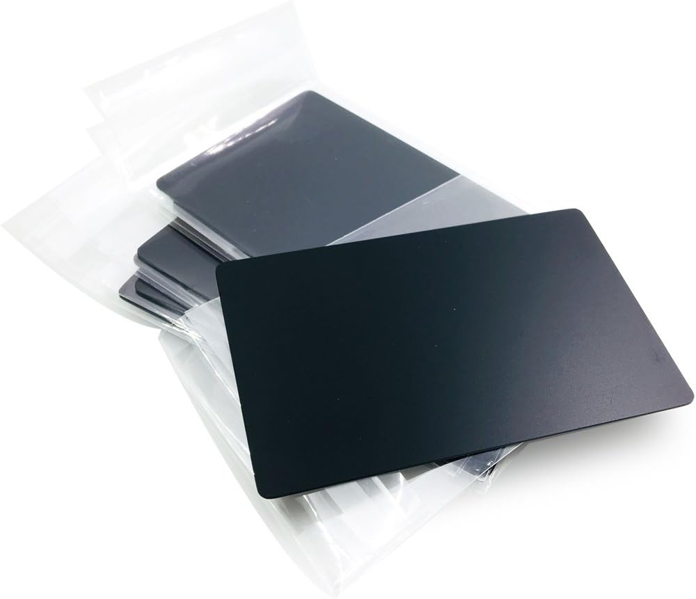 Metal Business Cards Anodized Aluminum Plaque Plate 86X54X0.8mm (Black, Blank,10PCS)