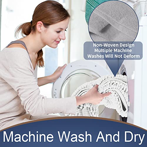 Yimobra Chenille Striped Bathroom Rug Mat, Luxury Extra Thick And Soft Shaggy Microfiber Bath Rugs, Absorbent, Non-Slip, Machine Washable, Plush Bath Mats For Bathroom Floor, 24" X 17", White #TOP4