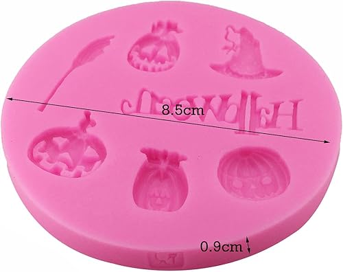 Miniatura 2 de Moldes de silicona reutilizables de grado alimenticio para Halloween, forma de escoba de calabaza con forma de casquillo de bruja, antiadherente,