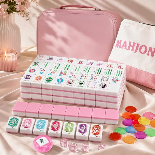 KOLIN Juego de Mahjong Americano con 160 Fichas Rosadas miniatura 4