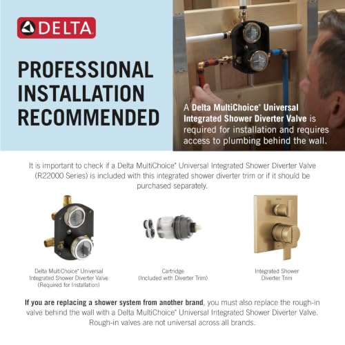 Image of Delta Modern Dual-Function Shower Handle Trim Kit with 3-Way Integrated Diverter, Polished Nickel Shower System Valve with Diverter, Polished Nickel T27867-PN (Valve Not Included)