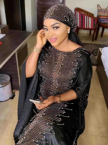 Image of HD African Dresses for Women Fashion Beading Rhinestone Kaftan Maxi Dress