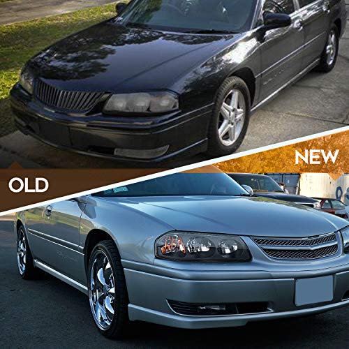 Lbrst Headlight Assembly For Chevrolet Impala 2000-2005 Black Housing Amber Reflector Clear Lens Driver And Passenger Side Headlamp #TOP5