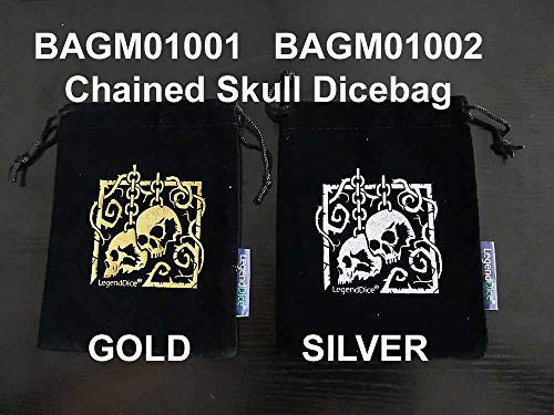 Skull Dice Bag, Black Draw String Bag with Silver Chained Skull Logo - Image 4