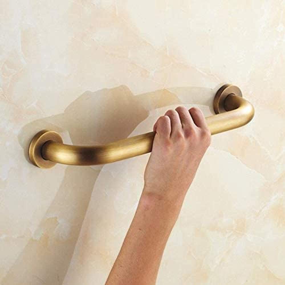 Poręcze łazienkowe - mocowane do ściany, mosiężne szczotkowane poręcze dla bezpieczeństwa osób starszych, trwała pomoc w łazience (40cm)