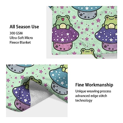 Frog Throw Blanket for Teen - 50x60 Inches Throw Size - Soft Fluffy Cozy Blankets Gift - Sage Green Cute Blanket Throws for Living Room Decorative