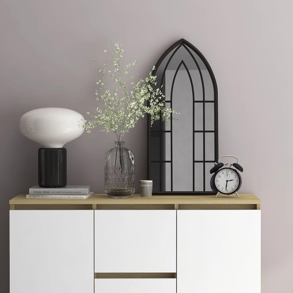 Gecheer Spiegel Wandspiegel Türspiegel Spiegel Für Eingänge Und Schlafzimmer Schwarz 70x30 cm Eisen für den Innenbereich 3093526