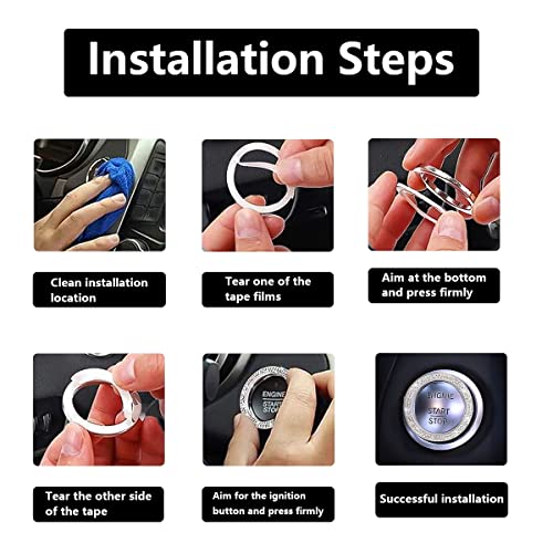 Image of Ziciner 2 Pack Bling Car Cup Holder Coaster, Anti-Slip Auto Insert Coaster with Start Stop Button Cover, Universal Shiny Crystal Vehicle Interior Accessories for Women and Girls (AB)