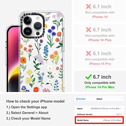 Mosnovo Compatible With Iphone 14 Pro Max Case, [Buffertech 6.6 Ft Drop Impact] [Anti Peel Off Tech] Clear Tpu Bumper Women Phone Case Cover Botanical Floral Designed For Iphone 14 Pro Max 6.7" #TOP1