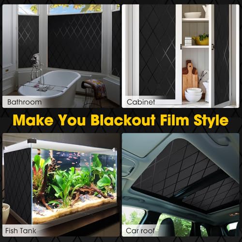 Película para ventana 100% blackout con patrón diamante 29.5 x 78.7 in miniatura 6