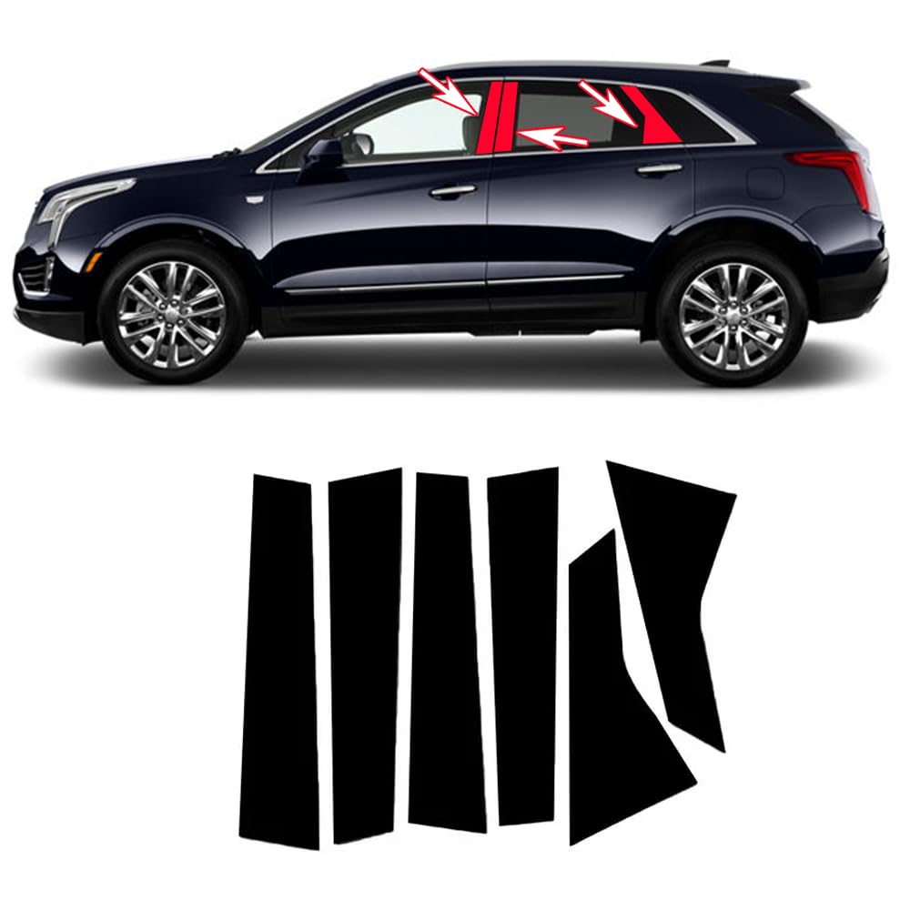 6pcs Black for Cadillac XT5(2016-2023) Car Window Center Pillar Stickers Car Window Trim Protect The Center Pillar Prevent Scratches Car Tuning Accessories