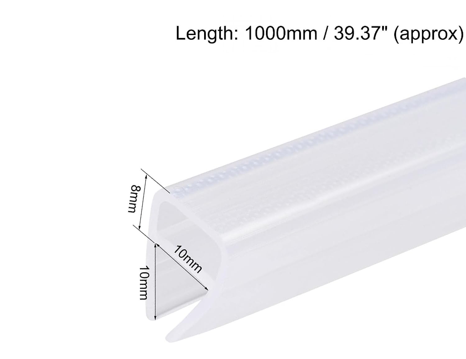 MACHSWON Frameless Glass Shower Door Sweep for 0.39inch(10mm) Glass, U Shape Door Bottom Side Seal Strip with 8mm Drip Rail - Image 2