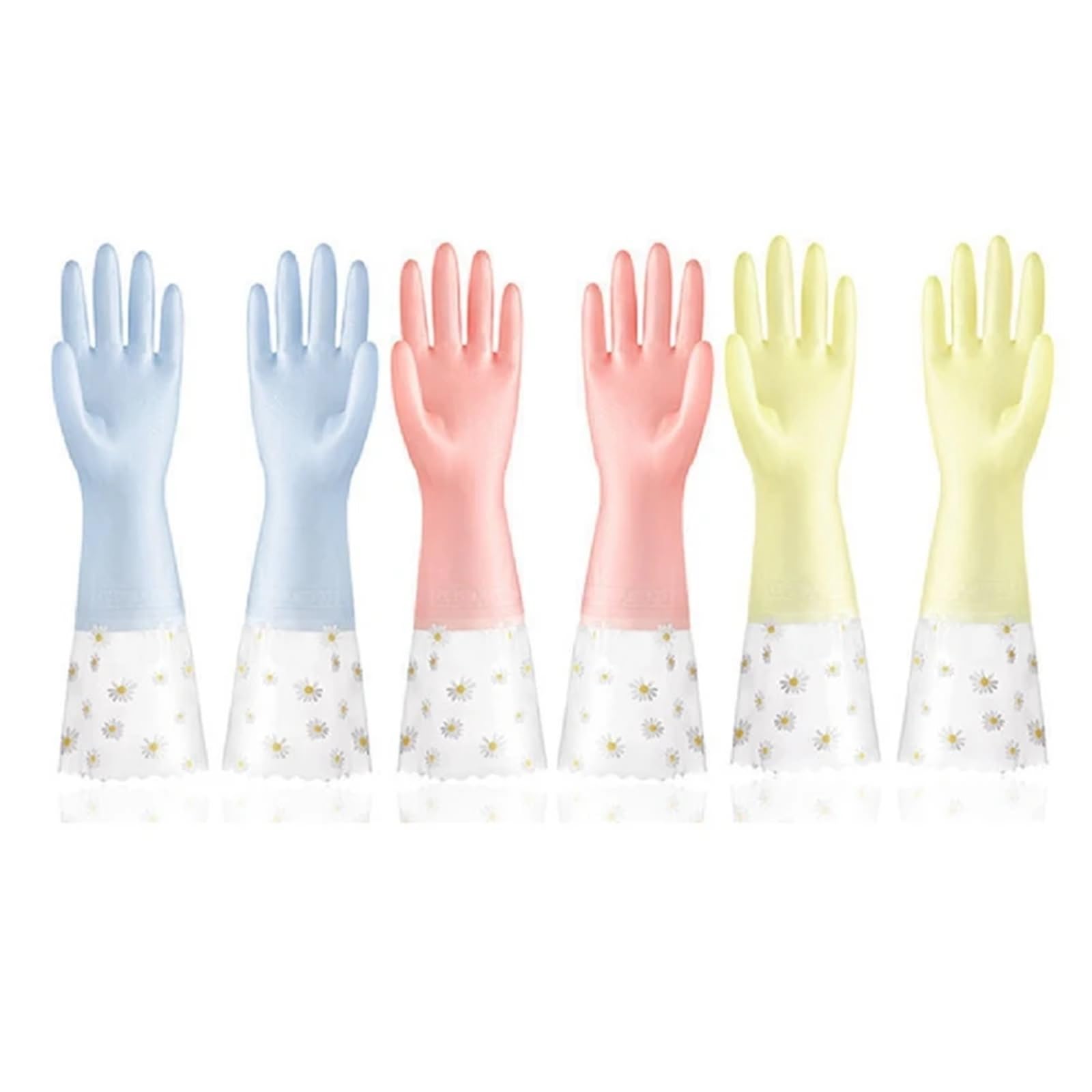 Guanto di Gomma 3 Paia di Guanti for la Pulizia dei Piatti, Guanti di Gomma riutilizzabili, Guanti Antiscivolo for Lavanderia, Cucina, Giardinaggio, casa(Random Color 42cm)