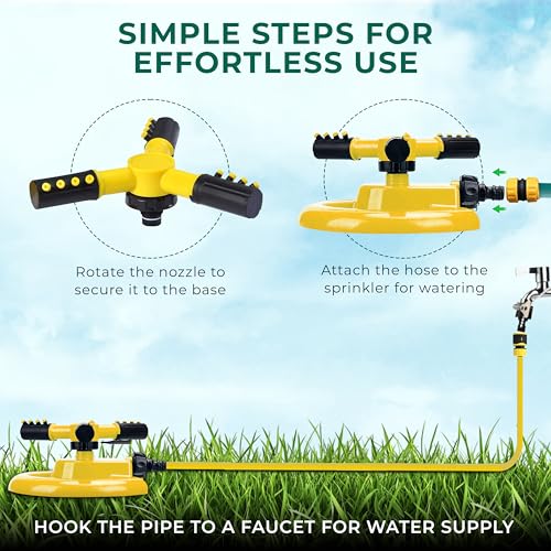 Image of Roots & Leaf 360 Automatic Rotating Garden Sprinkler with 45 Adjustable Arms | Durable ABS Material | Coverage up to 32 Feet | for Efficient Watering in Gardens and Lawns (Pack of 2)