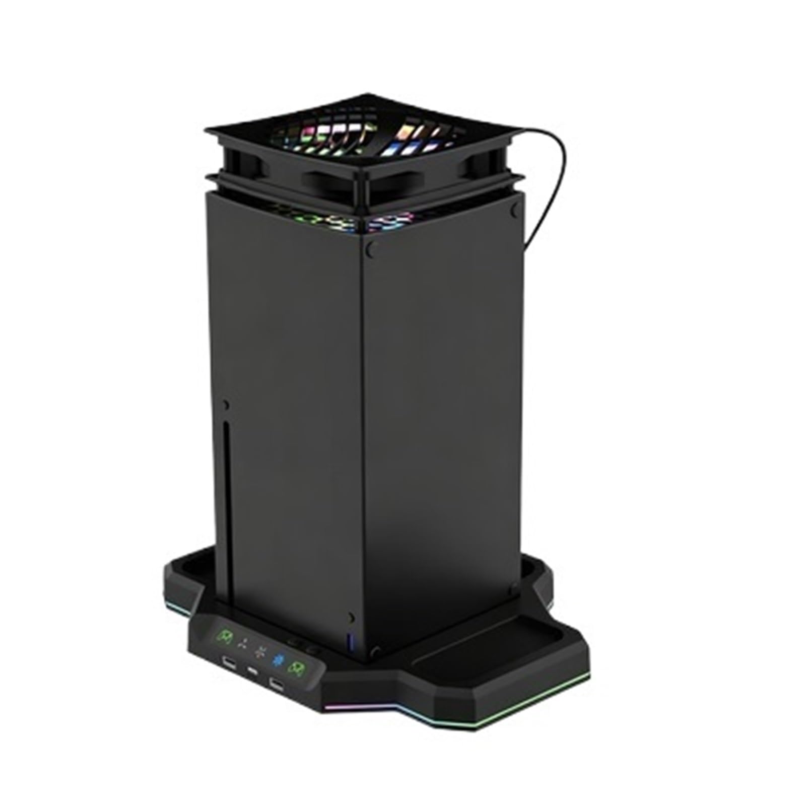 HBX-608, Compatibile Con Xbox, Dock Di Ricarica Multifunzionale For Console Series X + Parte Superiore | Base for ventola di raffreddamento montata Rack di archiviazione for dischi luminosi a colori RGB
