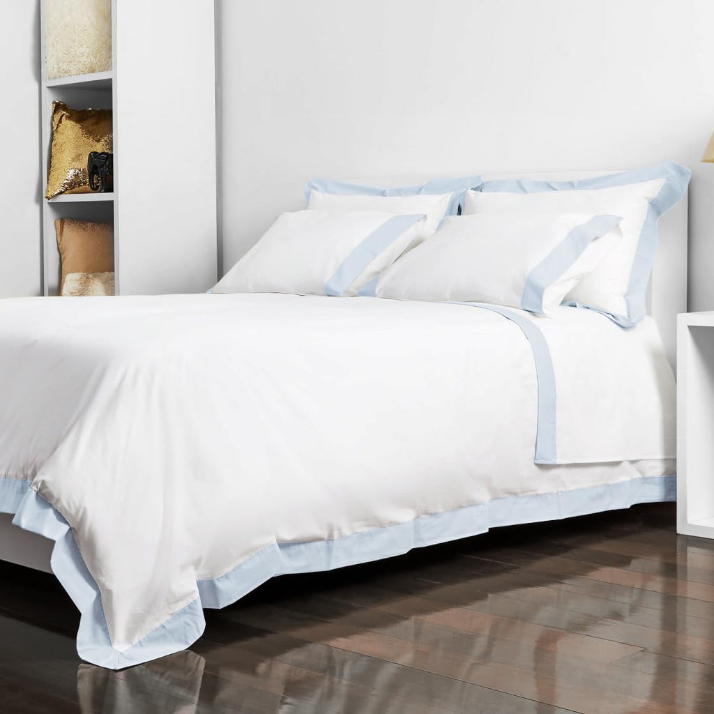 Catherine Lansfield Camalisa White/Blue Duvet Cover Set 260x240+50x70(2), Cotton