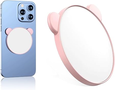 Rookii Magnetic Selfie Mirror for Back Camera.0.3" Slim Cell Phone Convex Mirror for Magsafe Compatible with iPhone Android Samsung Smartphone,Mag-Safe Case & All Phones for Selfie Pink