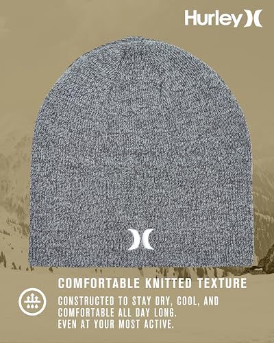 Image of Hurley Mens Beanie Icon Staples Lightweight Winter Hat | Lightweight Classic Loose Knit Fabric Delivers All-Day Warmth and Comfort for Casual Wear, Skiing or Snowboarding